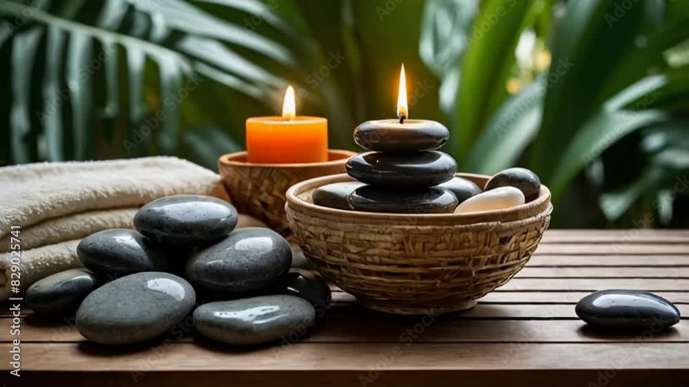 Stones, candles in nature Stones, candles in nature
