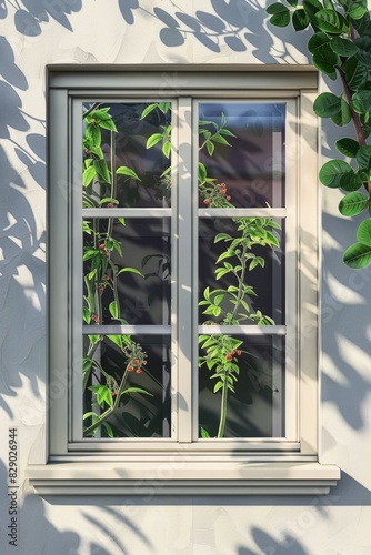 A plant growing out of a window  suitable for home decor