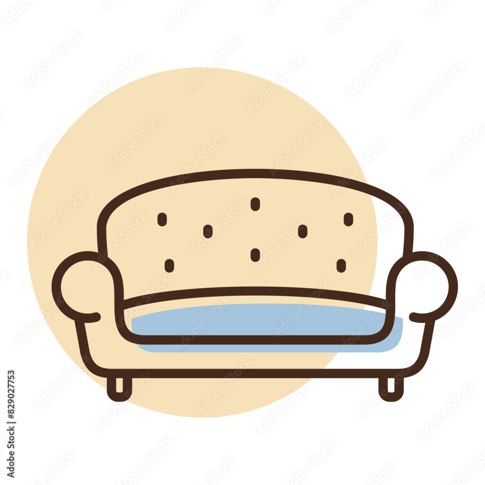 Soft sofa vector icon. Furniture sign Soft sofa vector icon. Furniture sign