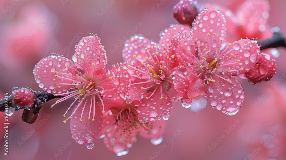 Close-Up of Pink Flower With Water Droplets Close-Up of Pink Flower With Water Droplets