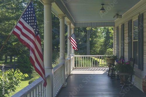 New house and american flag