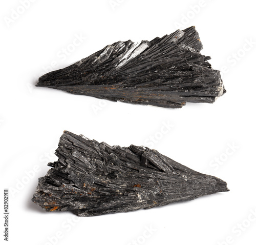 Black Kyanite Raw - Witches Broom stone. Isolated background. Collecting and magic concept. A hand-taken photo, not AI