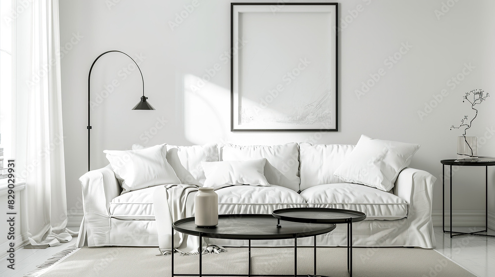 Art Home. Contemporary Interior with white sofa and painting Art Home. Contemporary Interior with white sofa and painting
