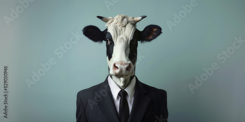  cow in a suit. character, business concept. animal protection