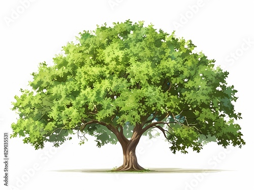 The banyan tree is isolated against a white background 