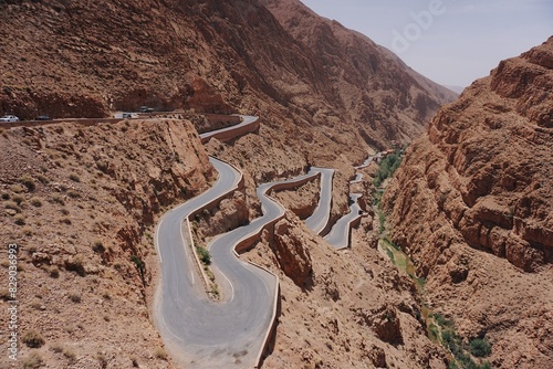 Obraz na płótnie View on serpendine street in Gorges du Dades in Morocco