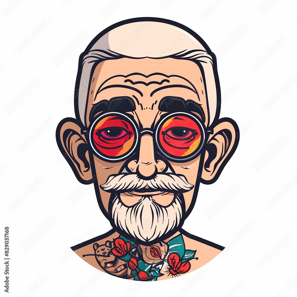 A cartoon man with a beard and glasses is wearing a red shirt A cartoon man with a beard and glasses is wearing a red shirt