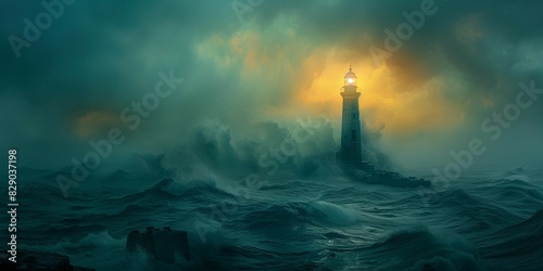 Dramatic Coastal Lighthouse, generative ai