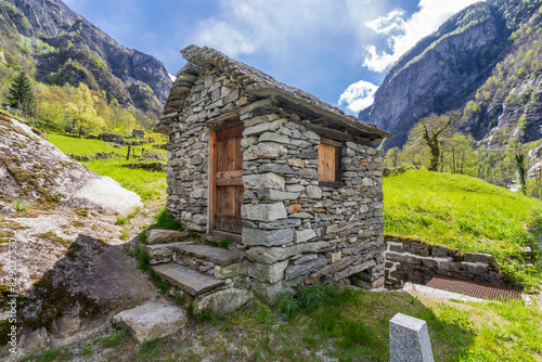 Fontana Village view in Val Bavona of Switzerland