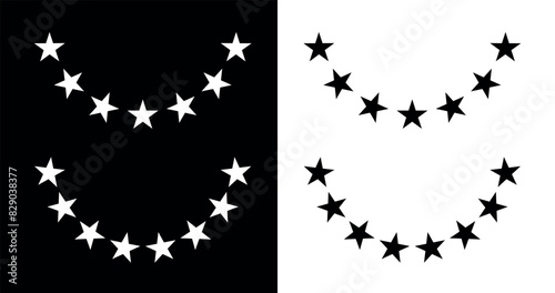 Icon of golden stars in a semicircle or around. Symbol of status or endurance. An attribute of quality or rating.