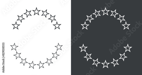 Icon of golden stars in a semicircle or around. Symbol of status or endurance. An attribute of quality or rating.