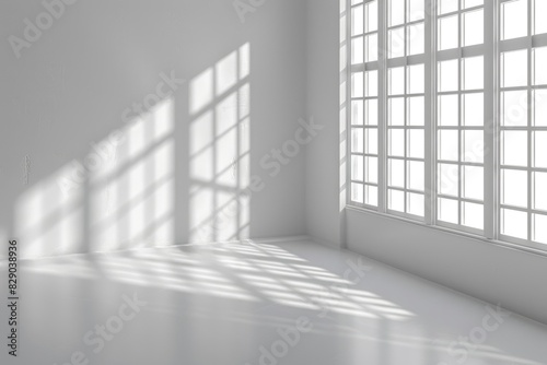 Gray background for product presentation with shadow and light from windows
