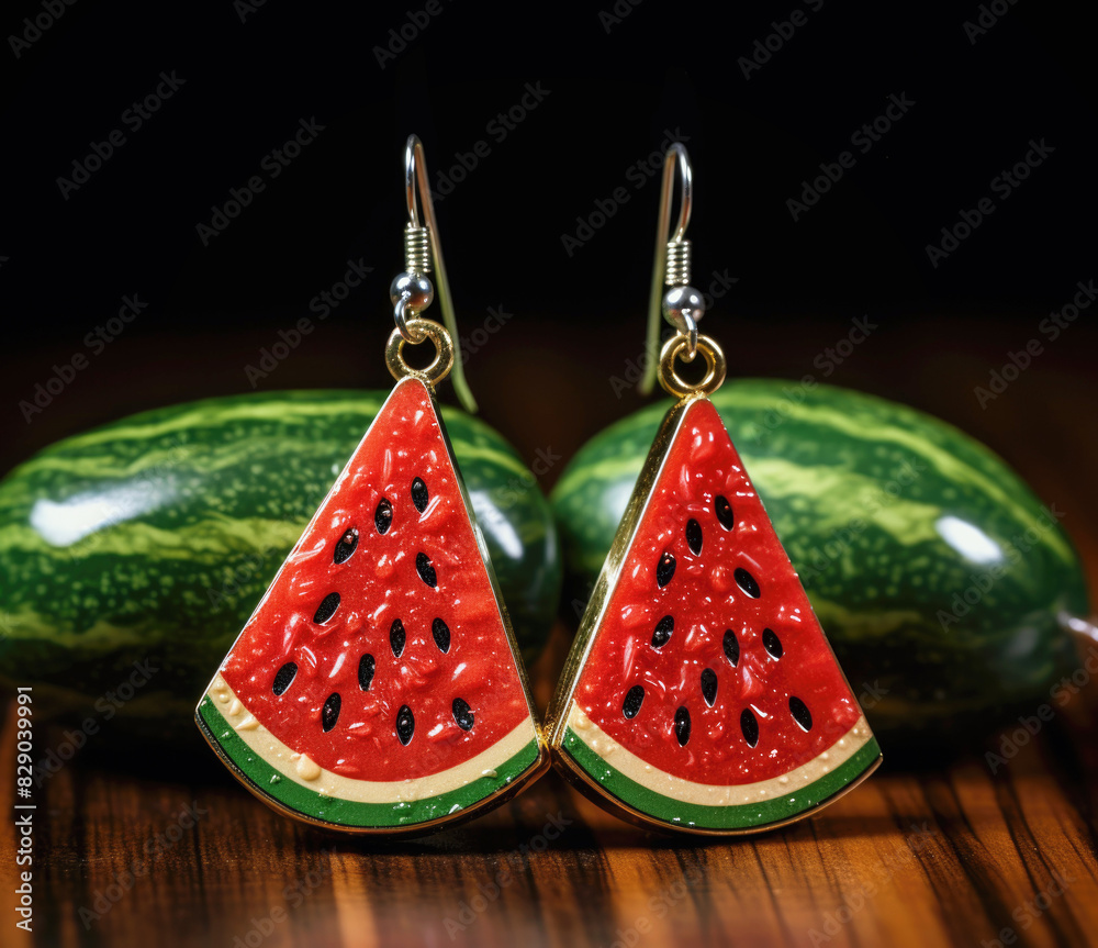 Vibrant earrings shaped like watermelon slices, Fashion Accessories for Summer