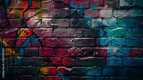 A colorful graffiti on a brick wall