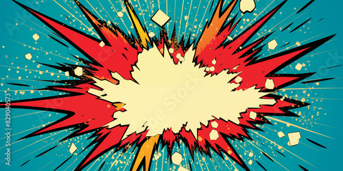 Explosive illustration in retro comics style with copy space