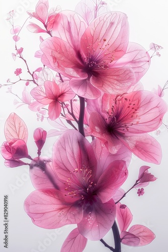 Close Up of Pink Flowers on White Background