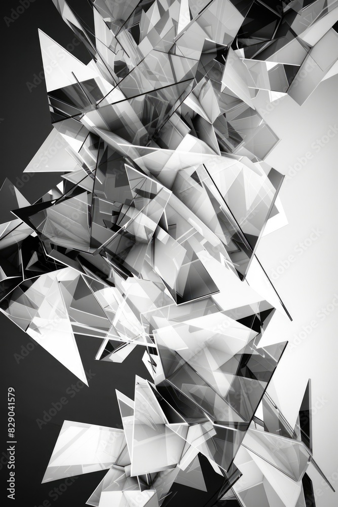 Fototapeta premium Abstract black and white photo of triangles, suitable for graphic design projects