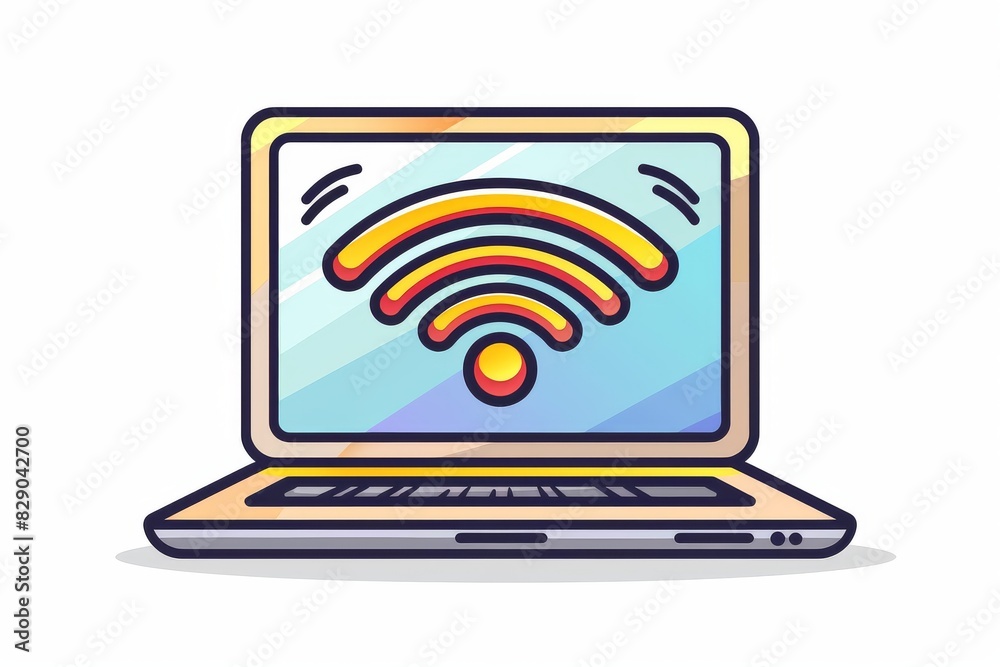 Laptop with a large Wi Fi symbol on the screen, representing seamless internet connectivity and digital access Laptop with a large Wi Fi symbol on the screen, representing seamless internet connectivity and digital access