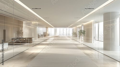 Modern office space in white colors. Illustration created using artificial intelligence. Illustrations and Clip Art AI generated.
