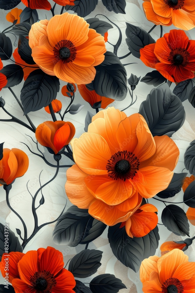 Orange and Black Flower on White Background Orange and Black Flower on White Background