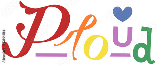 Colorful gay pride concept with a heart icon. Playful  LGBT support lettering design.