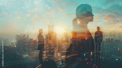 Wallpaper Mural Business, Finance and Investment Concepts: Double exposure of business Torontodigital.ca