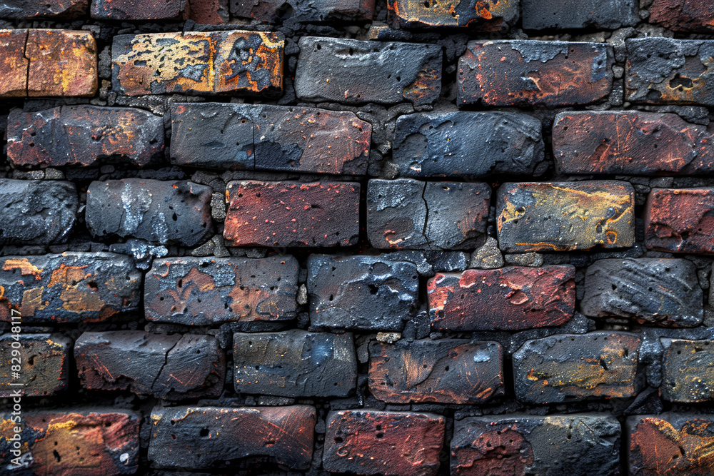 The detailed surface of a brick wall, showing its rough texture. Concept of construction materials and architectural details. Generative Ai.