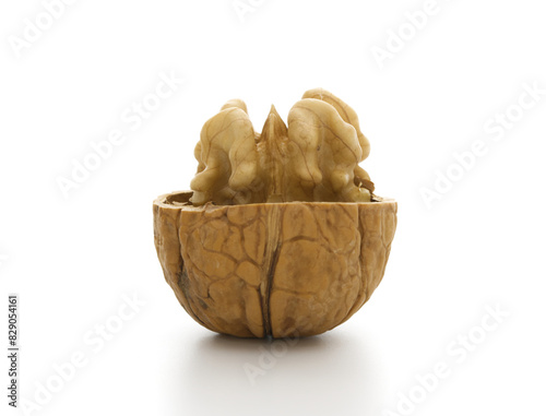 Half of walnut, isolated on white background