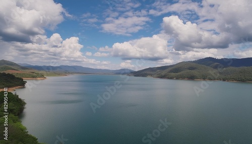 lake with blue sky and clouds 2