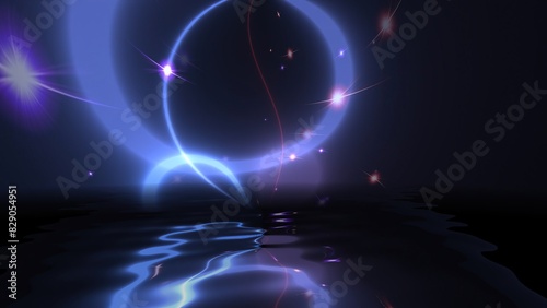 Colorful particles background reflected in water