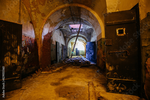 Old dark creepy abandoned prison castle