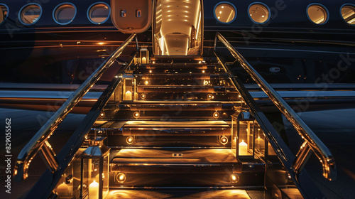 An airstair on a private jet waiting for use photo