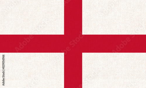 Flag of England on fabric. English flag on textured base. European country.