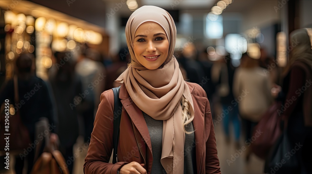 muslim woman with shopping bags muslim woman with shopping bags