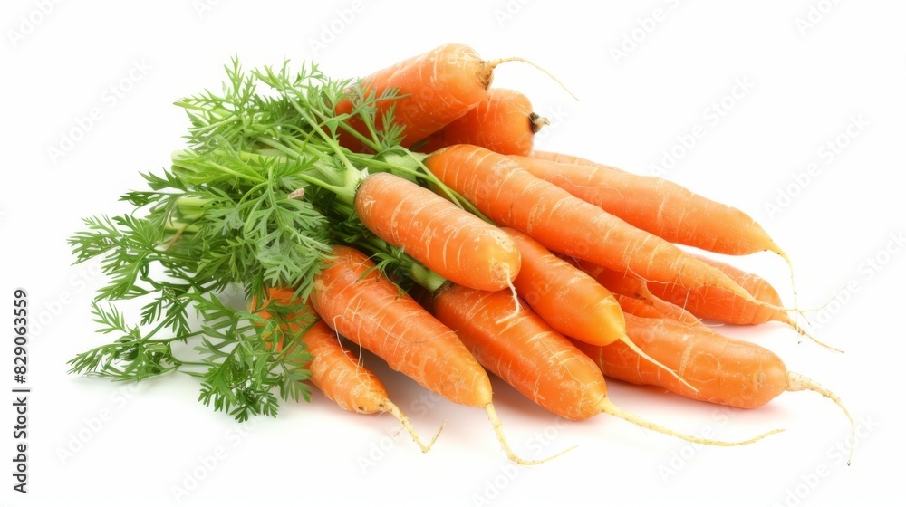Carrot vegetable with leaves space text isolated on white background cutout Carrot vegetable with leaves space text isolated on white background cutout