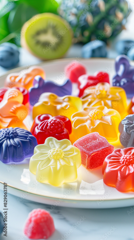 Colorful Fruit-Shaped Gummies on a Plate
Colorful Fruit-Shaped Gummies on a Plate
