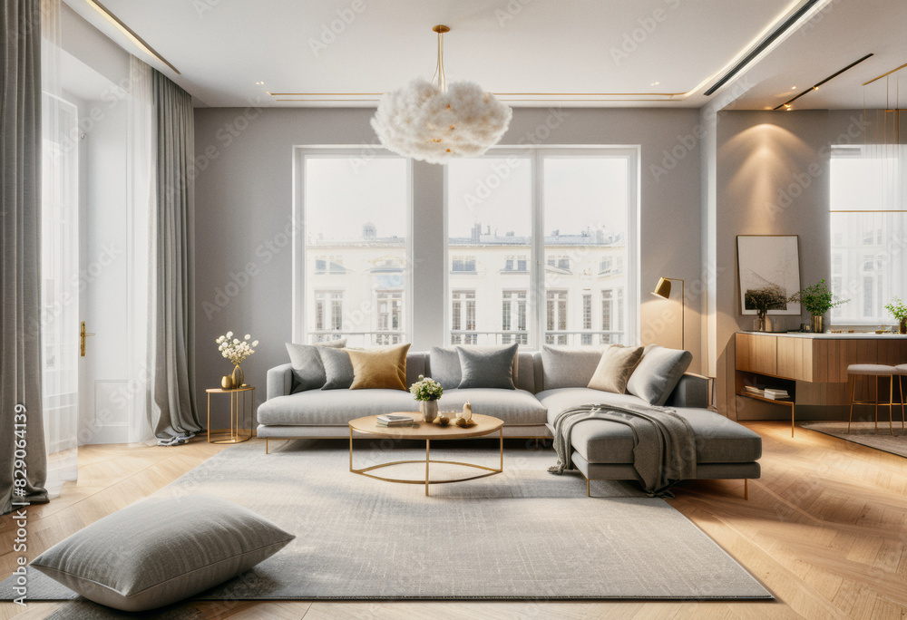 Fototapeta premium A minimalistic design idea of a modern apartment room