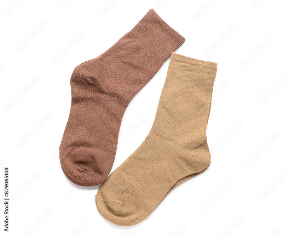 Different basic color socks on white background Different basic color socks on white background