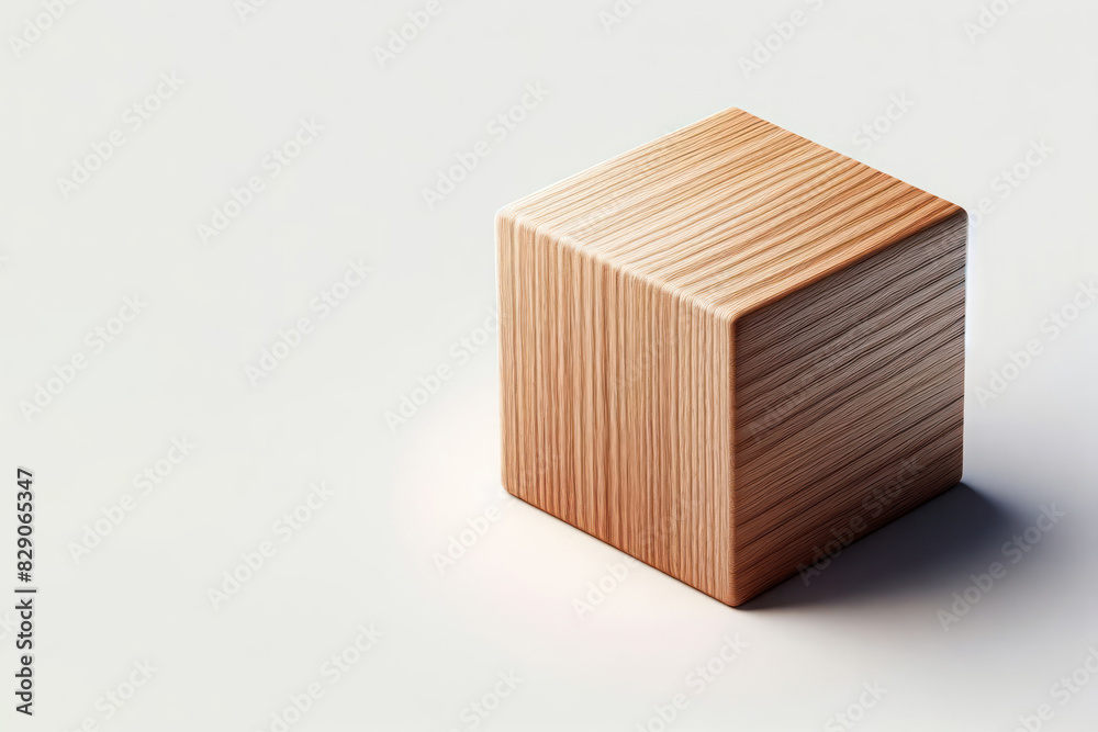 A wooden cube on a clean background. Space for text. A wooden cube on a clean background. Space for text.