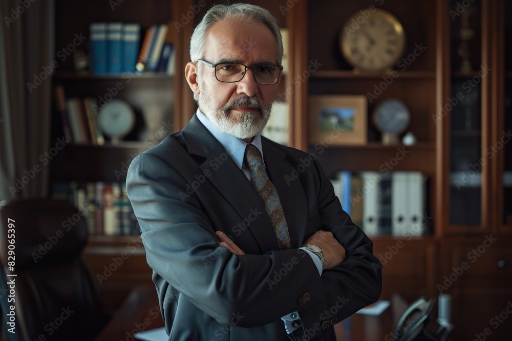 Portrait of mature businessman with arms crossed in his office Portrait of mature businessman with arms crossed in his office