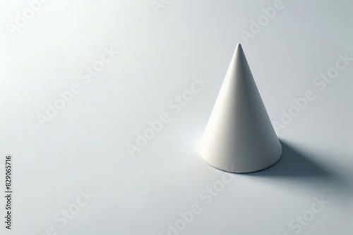 Geometric cone on a clean background. Space for text.