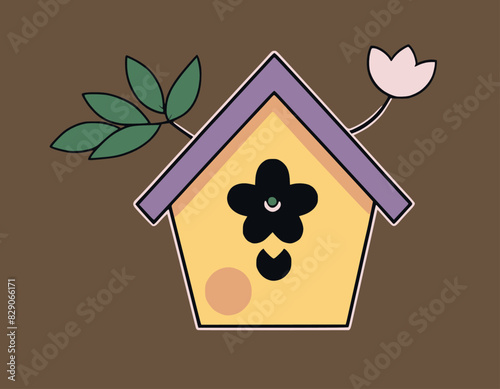 Modern Minimalist Birdhouse Illustration