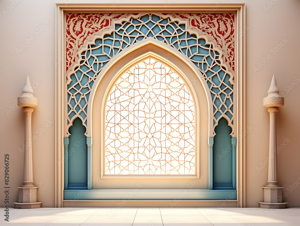 Islamic background with crescent and lantern, Ramadan and Eid Background, Islamic traditional ornamental photo and background, Muslim holiday Design