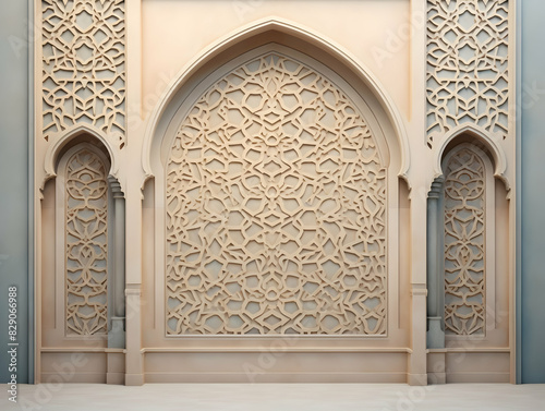 Islamic background with crescent and lantern, Ramadan and Eid Background, Islamic traditional ornamental photo and background, Muslim holiday Design