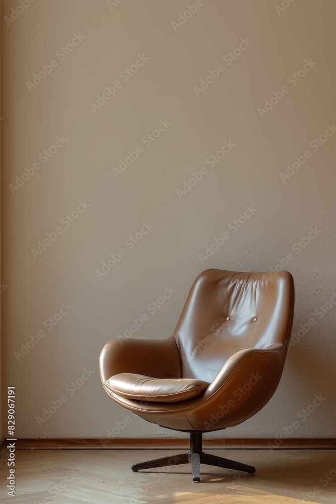 Minimalist composition with a lone modern armchair Minimalist composition with a lone modern armchair