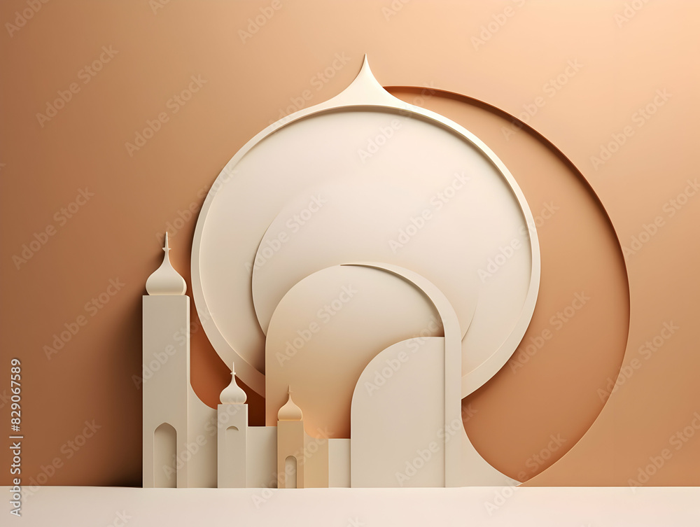 Islamic background with crescent and lantern, Ramadan and Eid Background, Islamic traditional ornamental photo and background, Muslim holiday Design