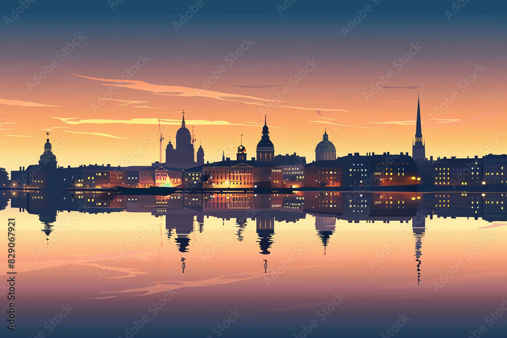 Helsinki vector skyline Helsinki vector skyline