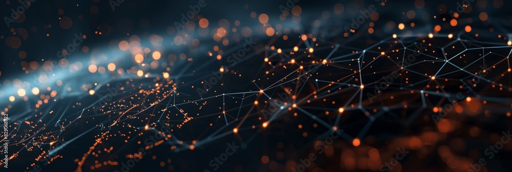 Obraz premium Digital representation of network connections with glowing nodes and lines depicting technology