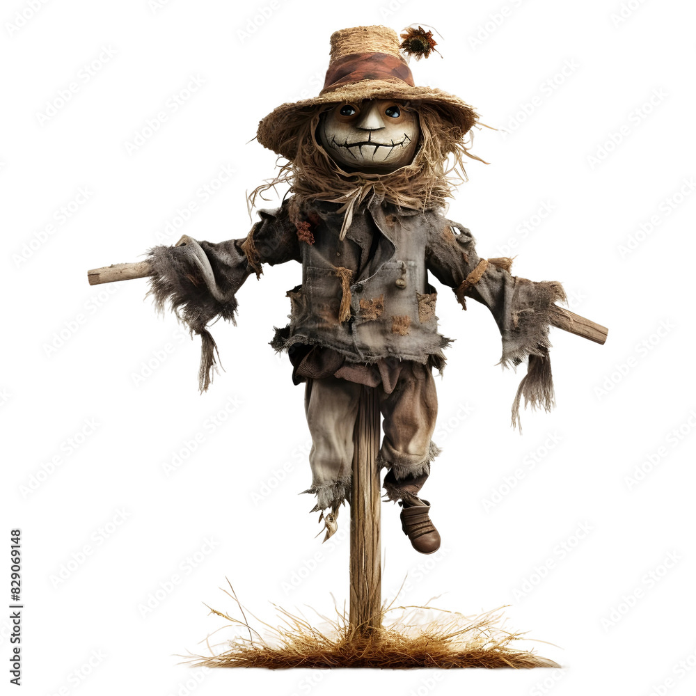 Fototapeta premium Scare crow-on-Stick (PNG) isolated on transparent background