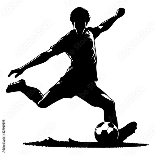 Football player shooting on white background Vector illustration
